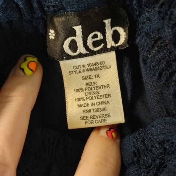 Deb Womens 1X Navy Lace Flowy Maxi Dress Off Shoulder‎ Strap Boho Resort Summer - Picture 3 of 8